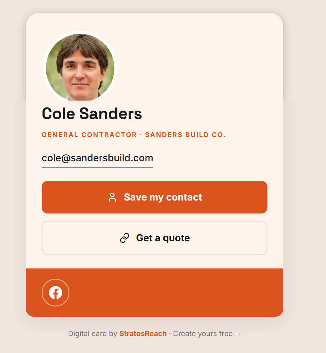 Ember digital business card example