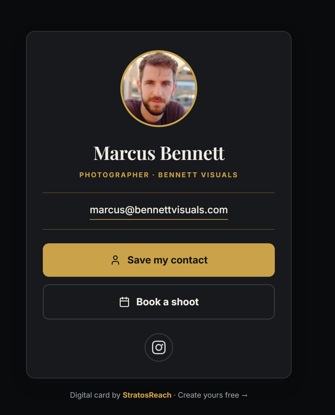 Midnight Luxe digital business card example