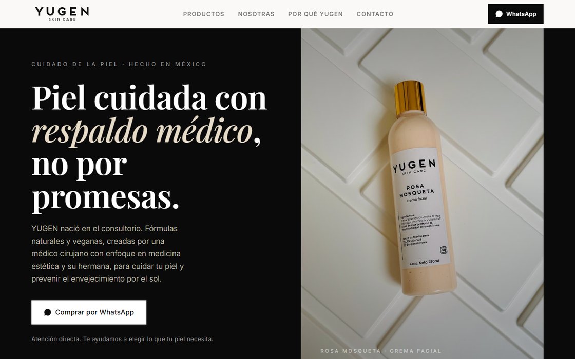 The Yugen natural skincare website I built